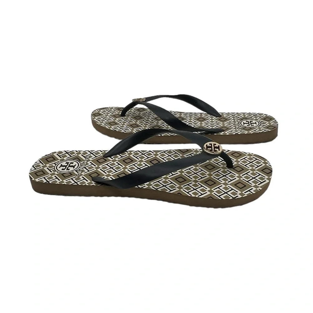 Tory Burch Slip On T-Strap Sandals Size Large
